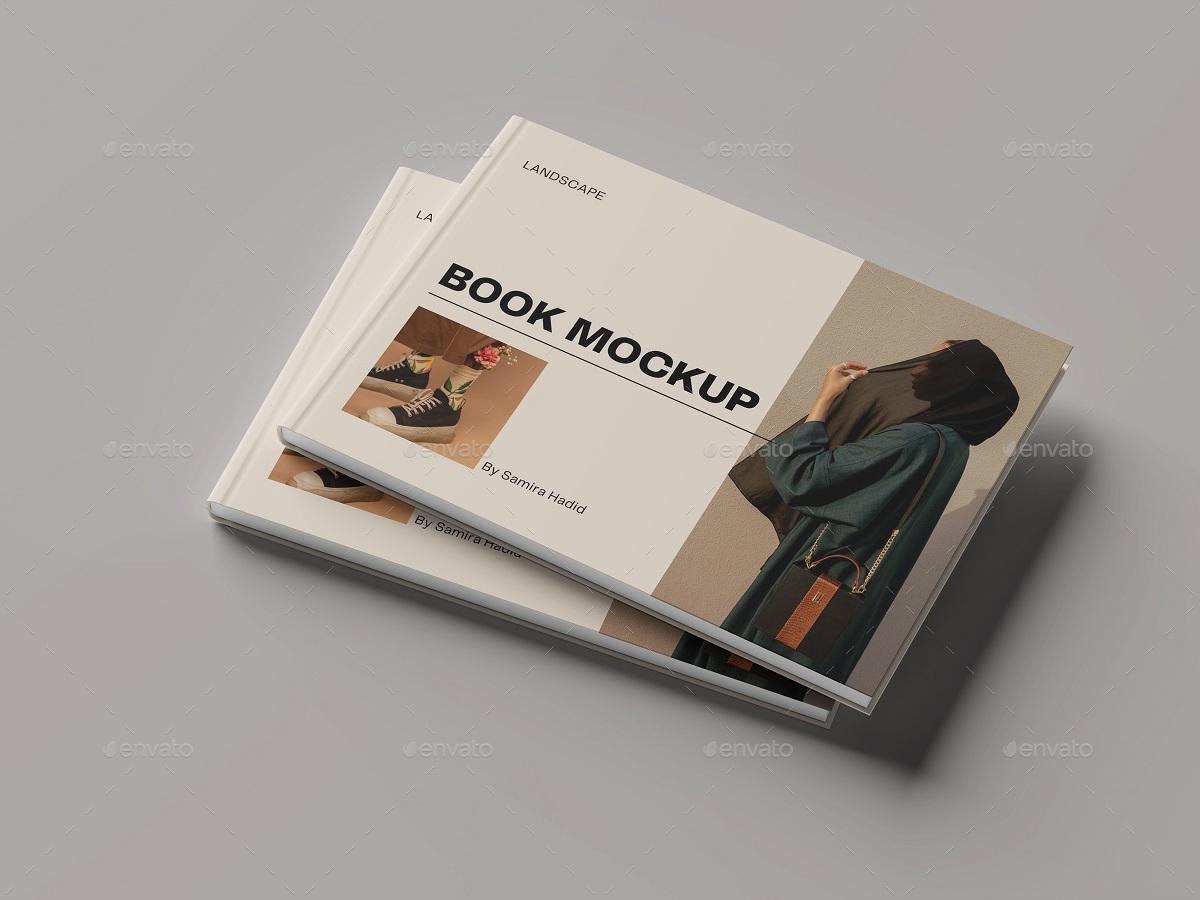 Landscape Book Mockup, Graphics | GraphicRiver